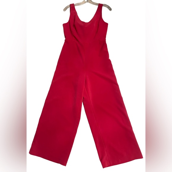 Melloday “Marsala” Pink Wrap Tie Palazzo Wide Leg Romper SzM Pockets - Picture 2 of 15